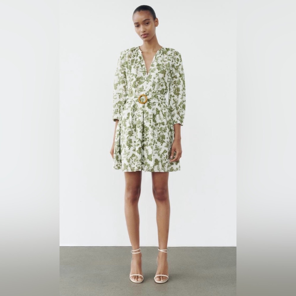 Zara embroidered eyelet shirt dress, size L